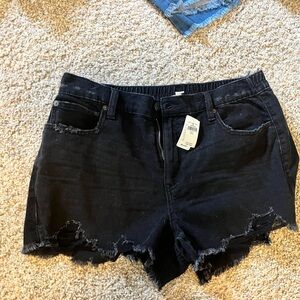 Aerie Black Ripped Jean Shorts sz L